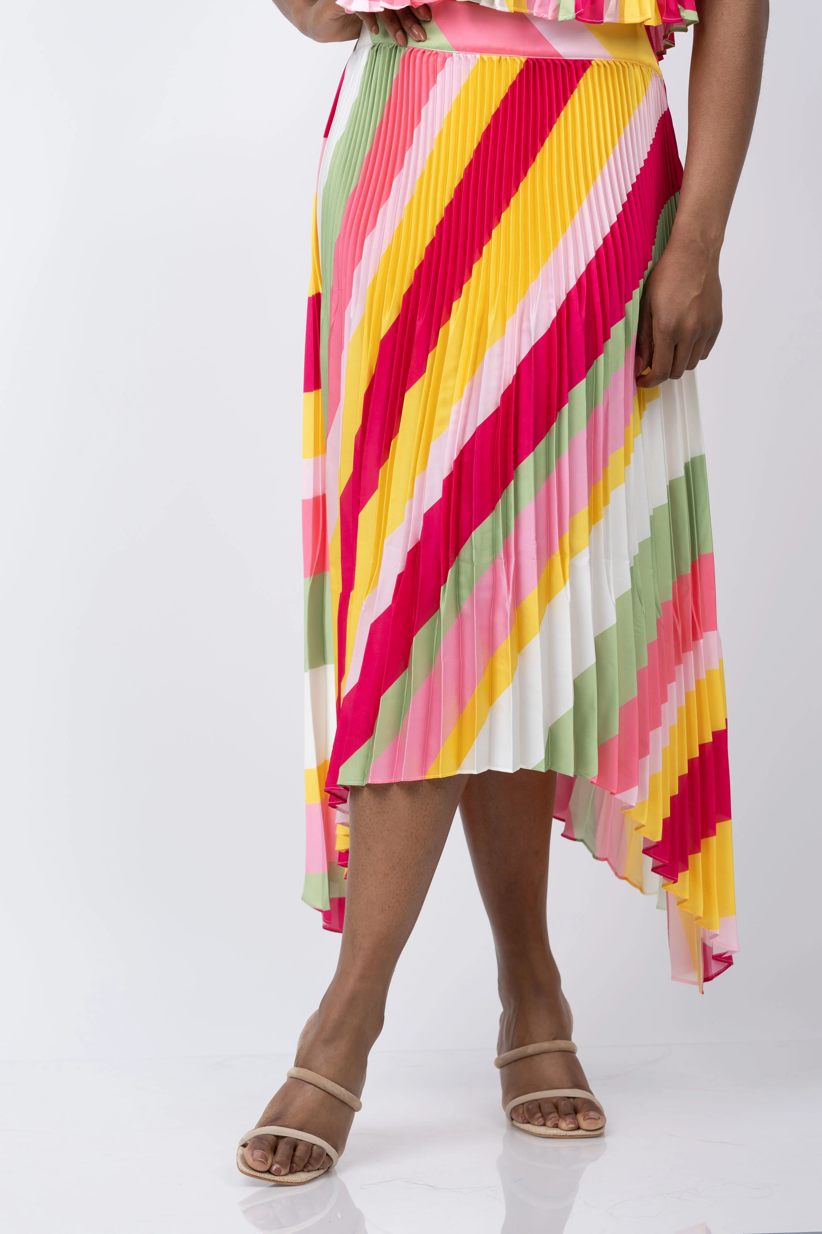 Premium Material Ramy Brook Beatrice Skirt in Pink Punch Stripe Healthy