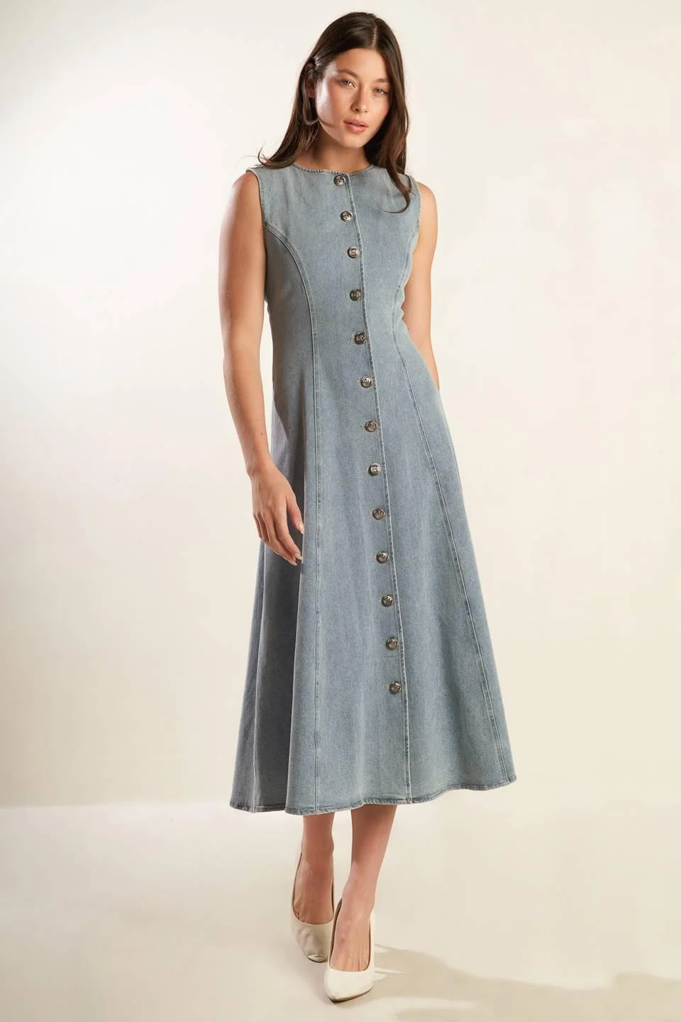 Versatile Nautical Nice Denim Midi Dress Premium
