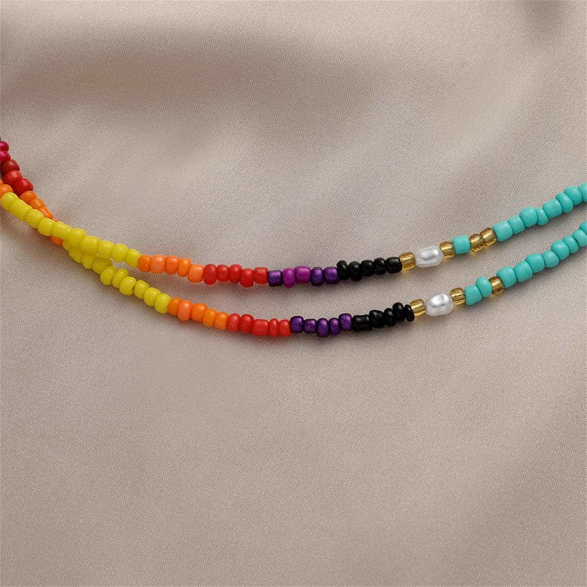 Artisan Blue Teal Howlite Pearl Layered Choker Necklace Proven