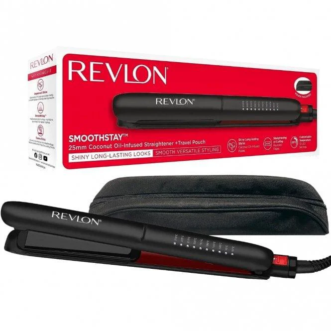Top-Quality Revlon Pro Collection Smoothstay 25Mm Coconut Oil-Infused Straightener Travel Pouch Trendy