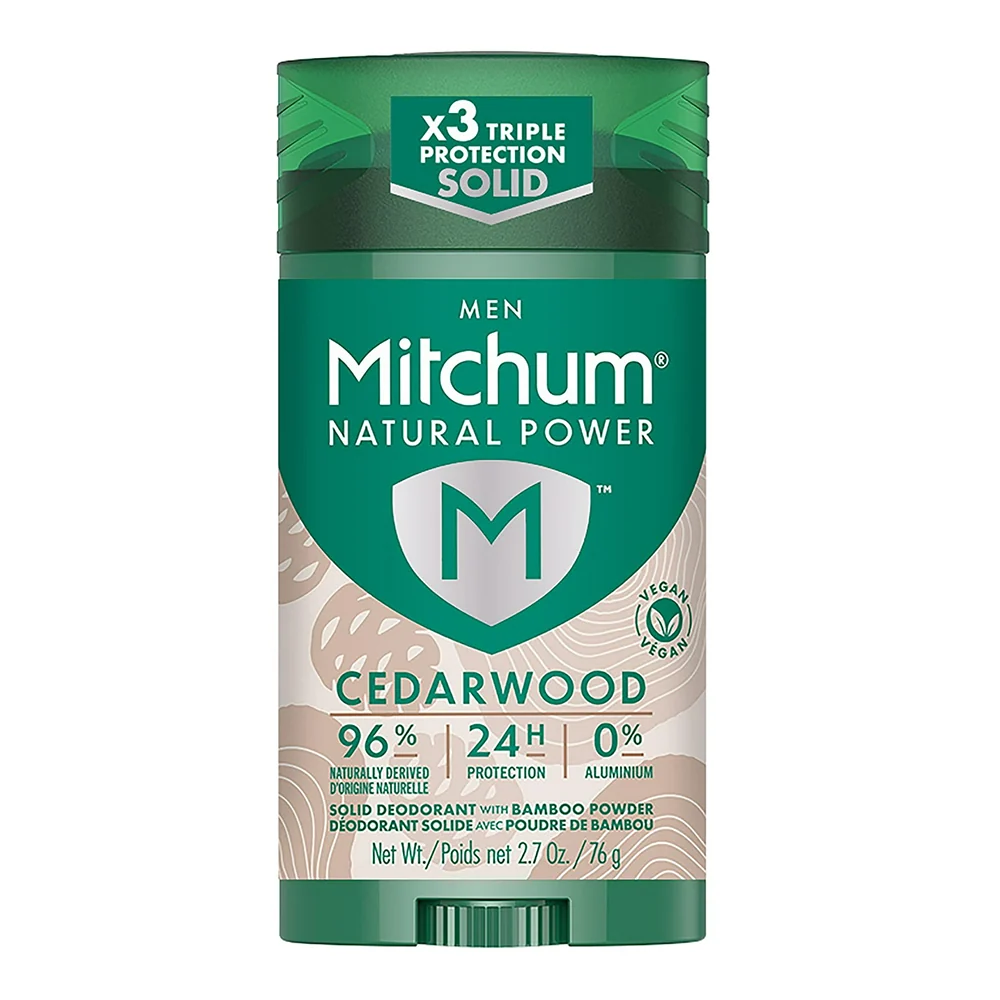 Verified Mitchum Mens Natural Power Deodorant Solid Cedarwood Aluminum 2.7Oz 76g Practical