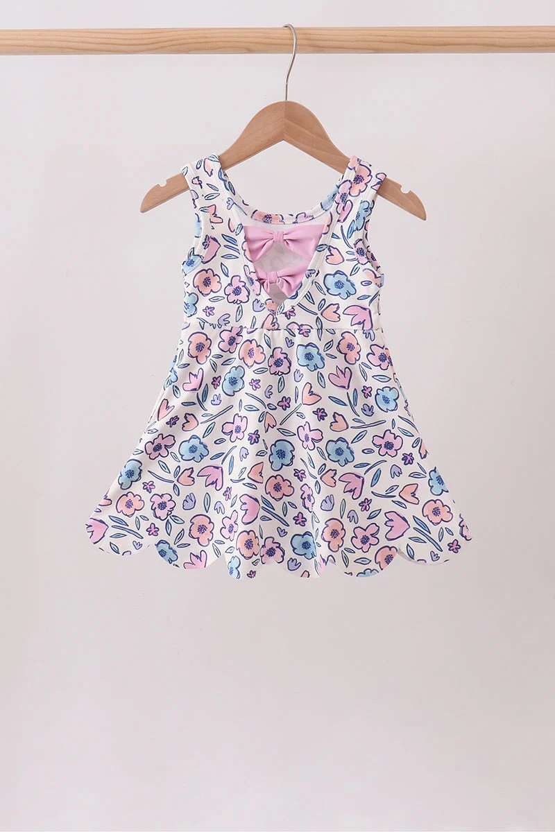 Easy-to-Use Floral Performance Scalloped Tank Dress Sophisticated