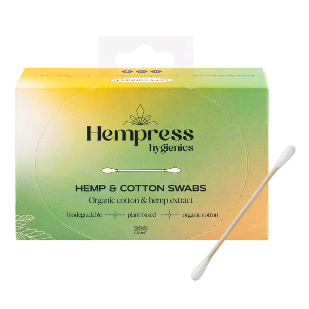 Comfortable Hempress Hygienics Hemp and Cotton Swabs Gentle and Effective Cleaning 200Ea Fashionable