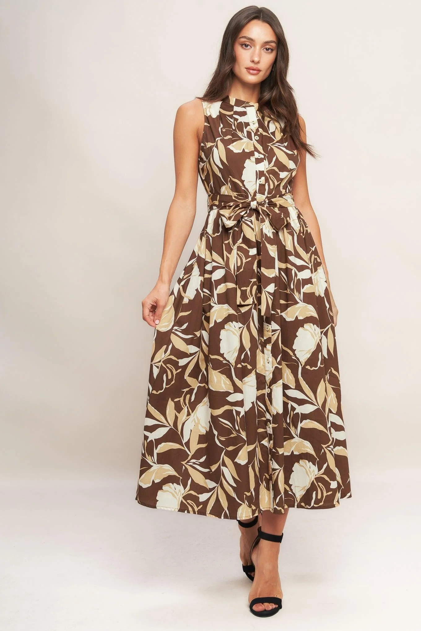 Convenient Elegant Bloom Woven Midi Dress Classic