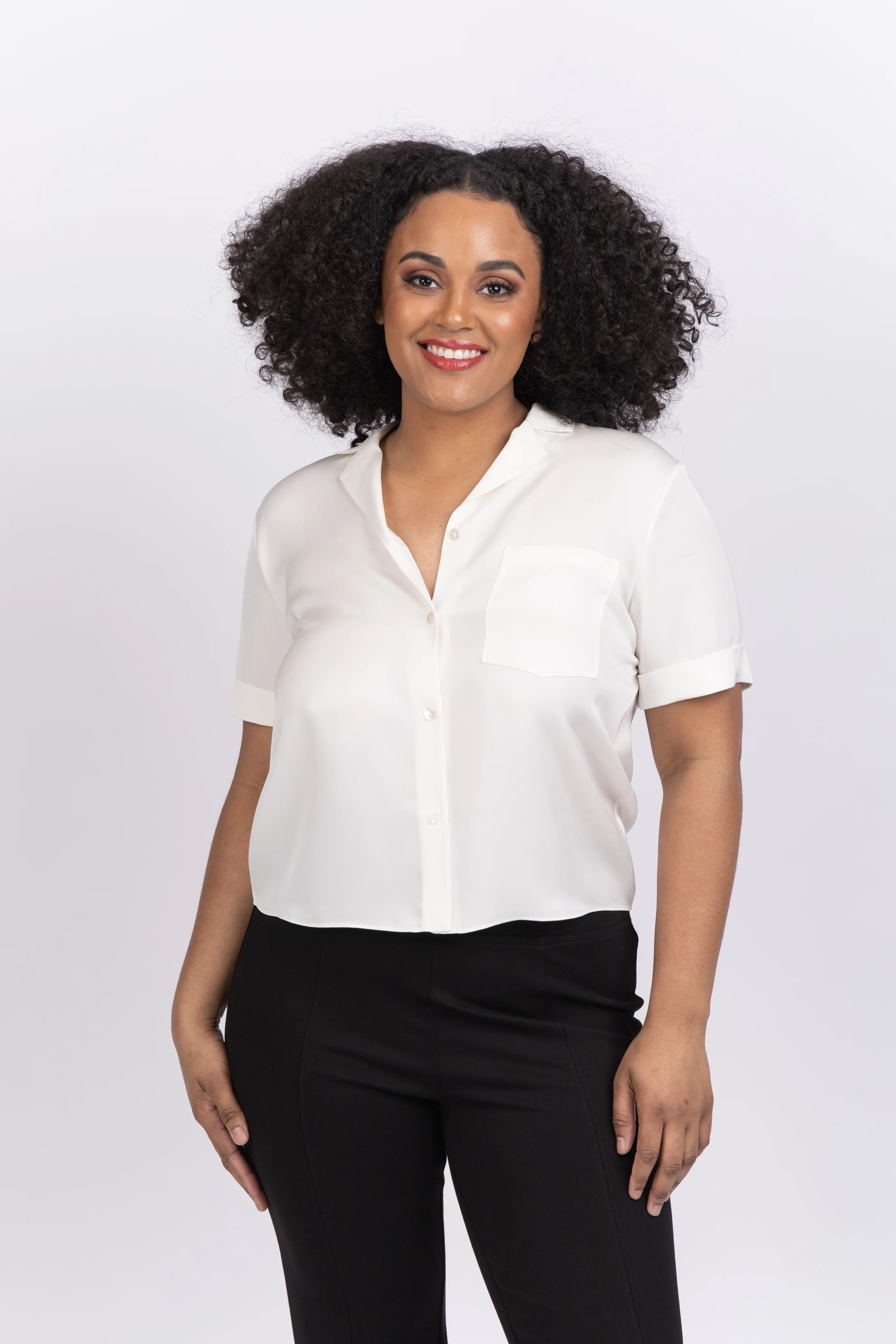 Carefully Designed Theory Silk Cropped Camp Shirt Ivory Stylish