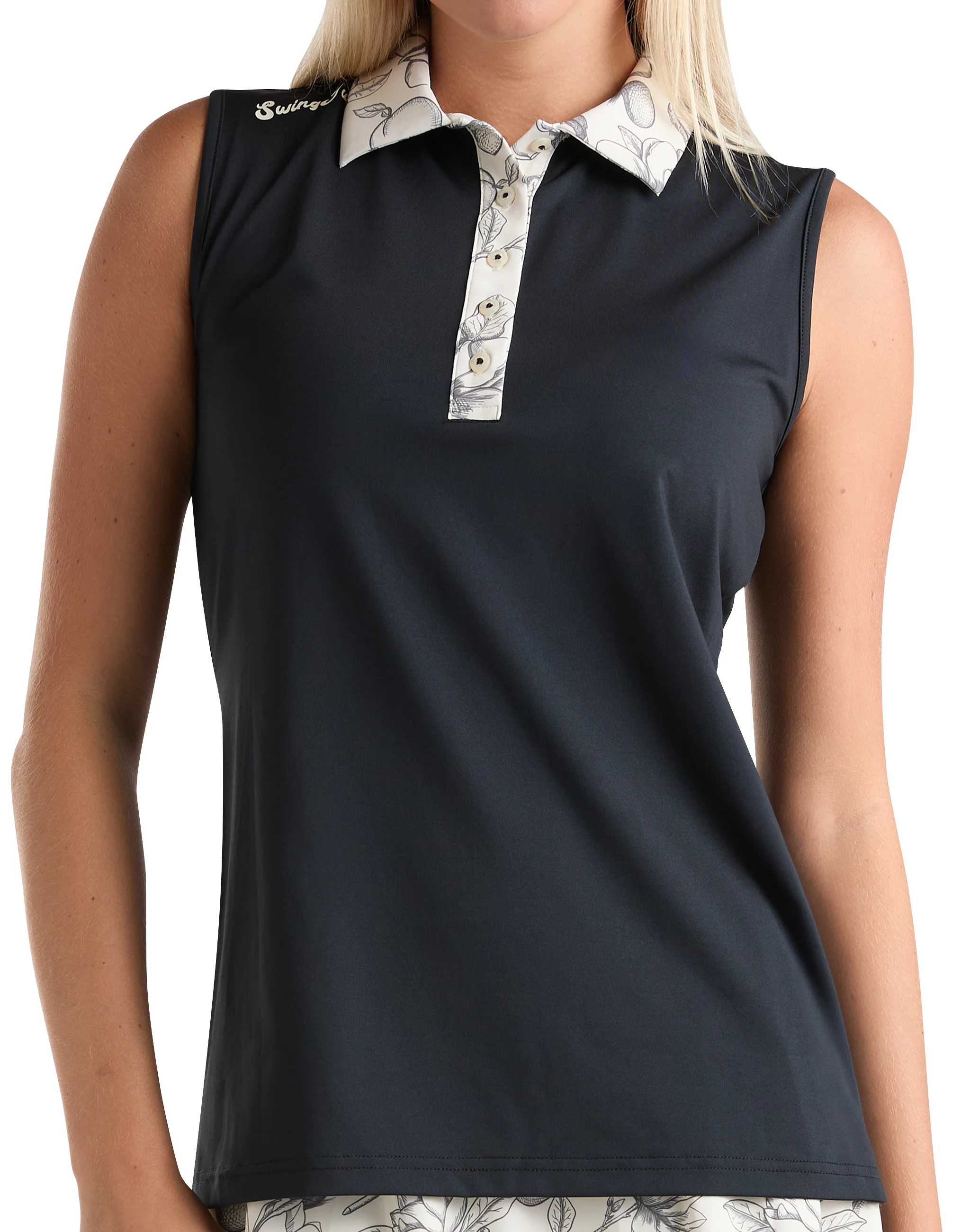 Expertly Made Golf Magnolia Toile Women's Sleeveless Polo Green