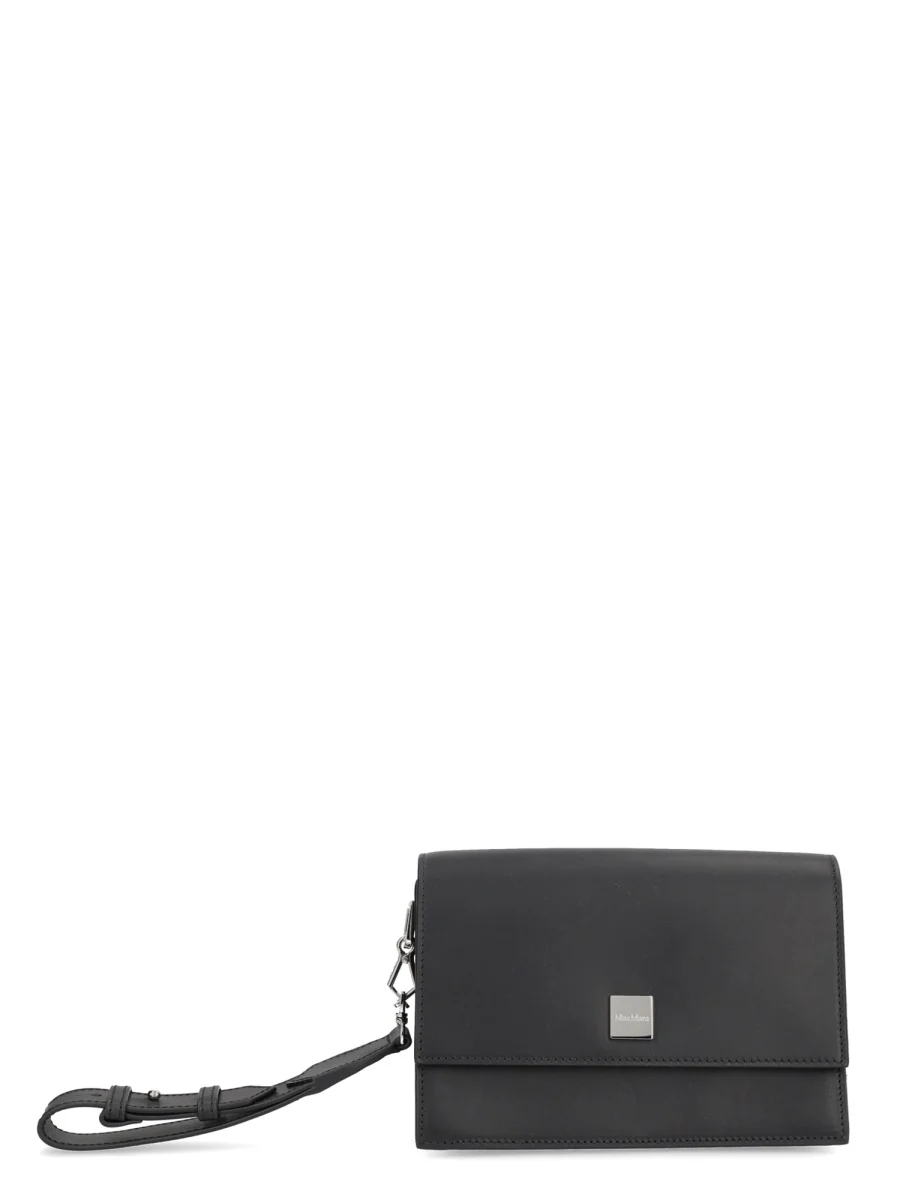 Practical Leather Shoulder Bag Black Safe