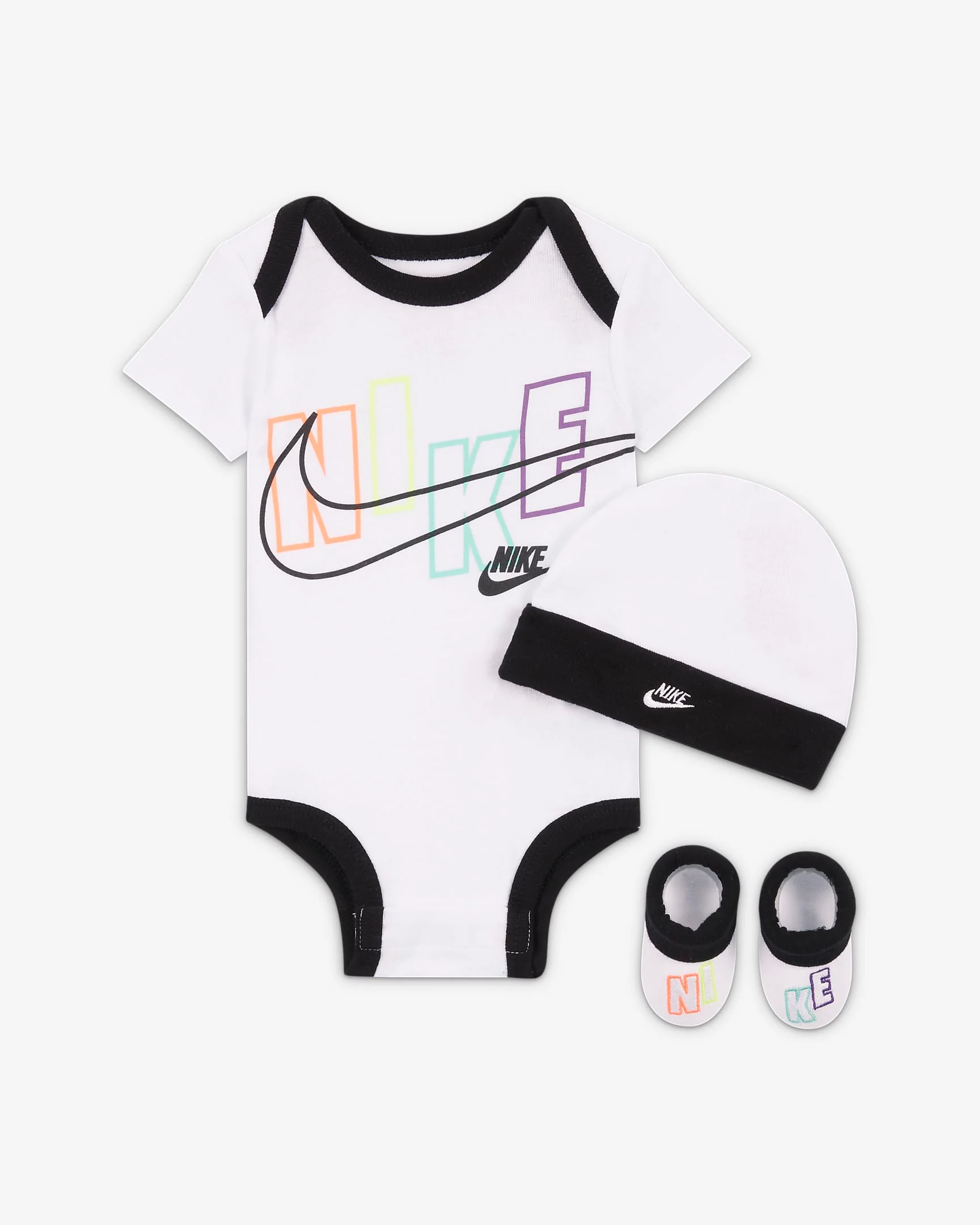 Carefully Designed Nike Baby Bodysuit Hat And Booties 3-Pc Box Set Hats Flexible