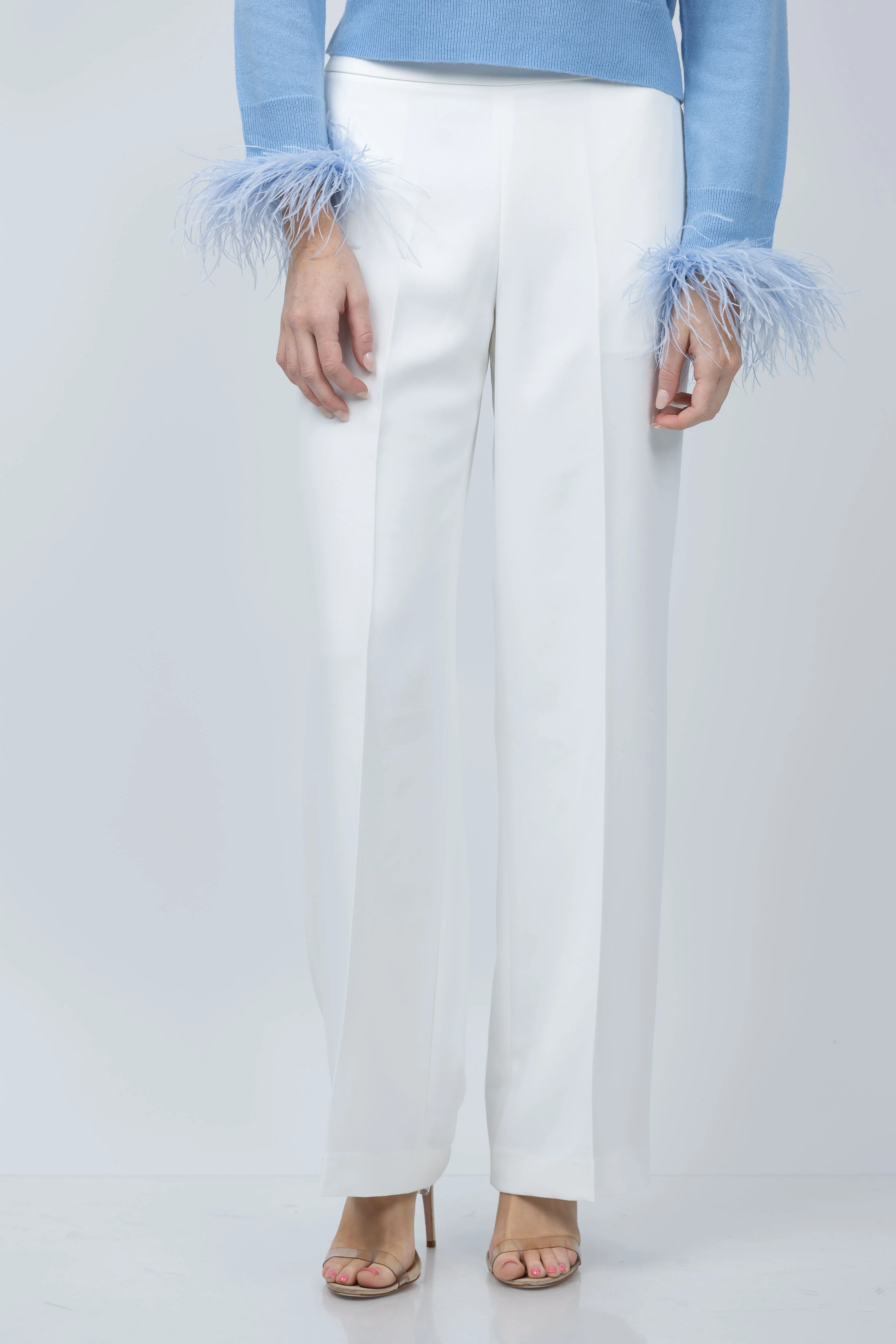 Sustainable Milly Natia Crepe Pants in Ecru Optimized