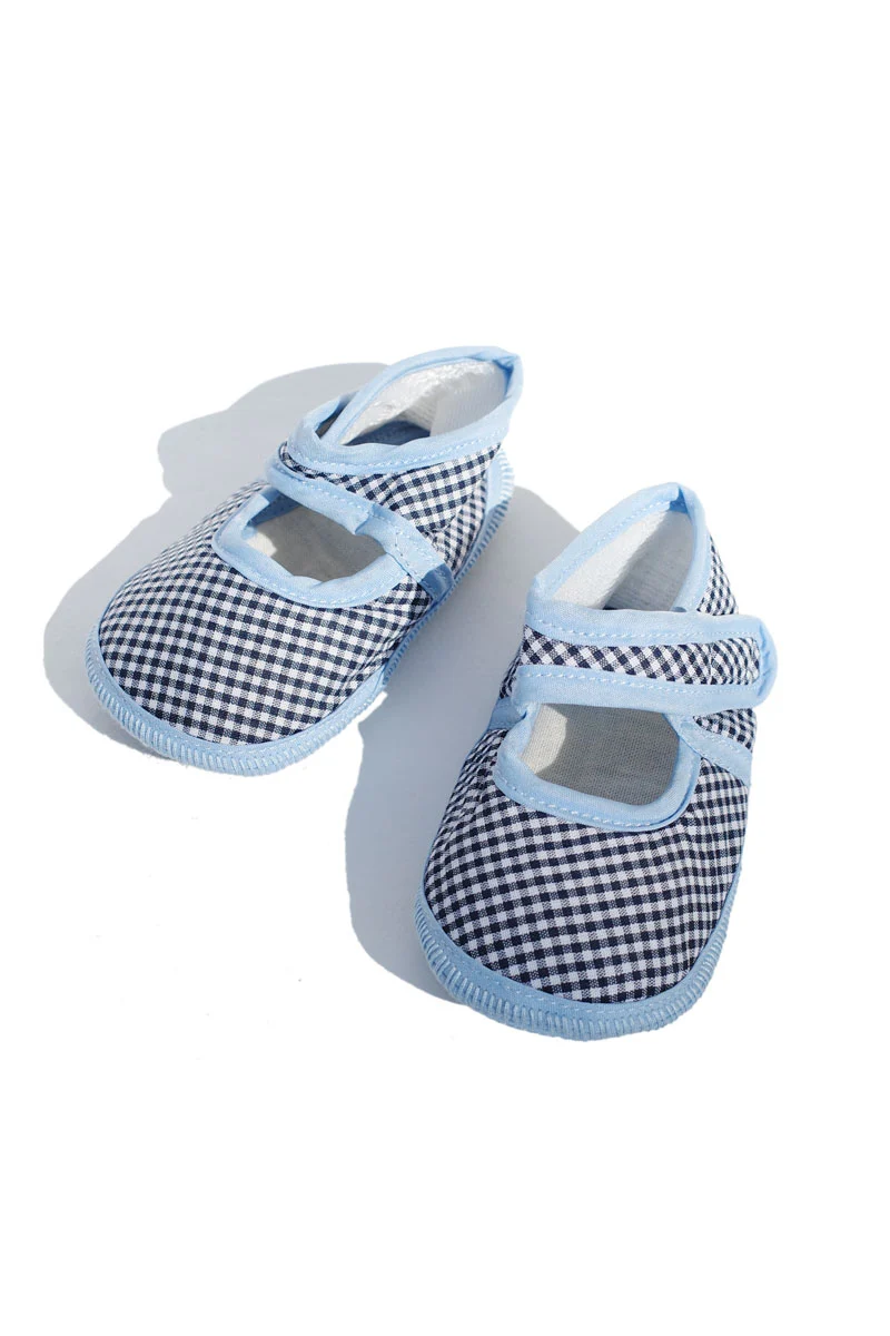 Certified baby shoes - baby blue gingham Healthy