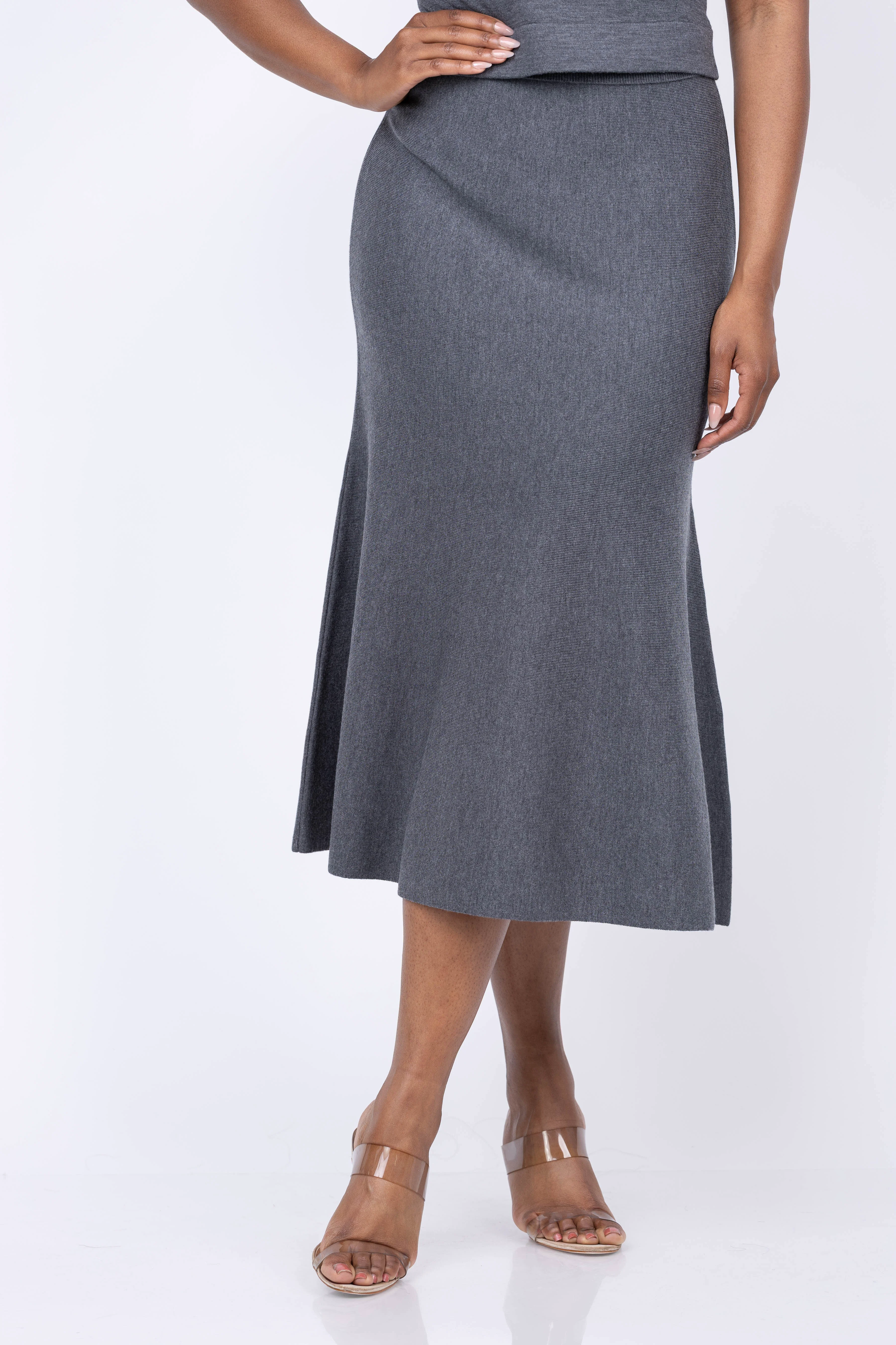 Exceptional Simkhai Atwood Trumpet Skirt in Grey Melange Fine