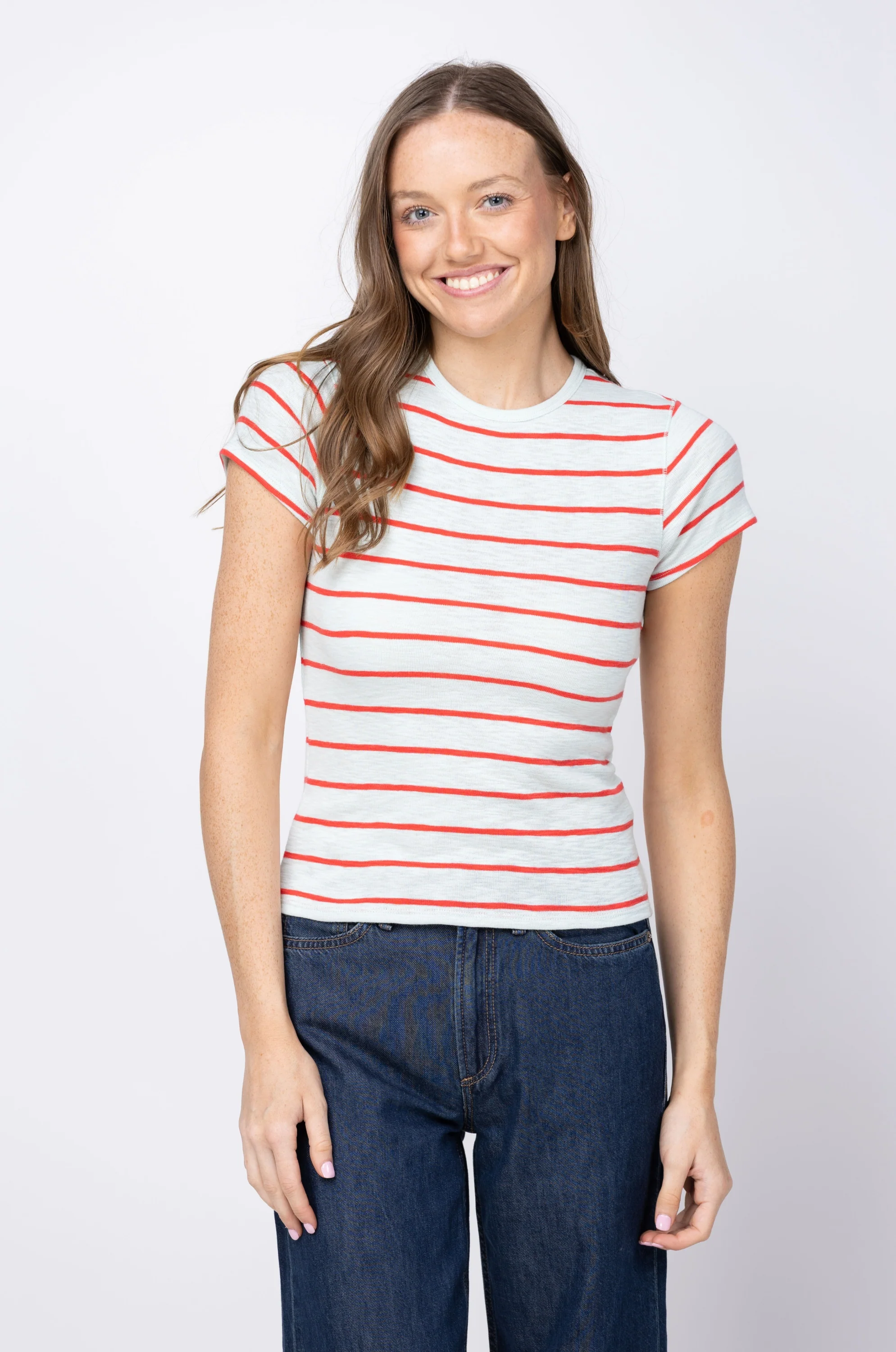 Elegant Lilla P Striped Short Sleeve in Seabreeze Stripe Detailed