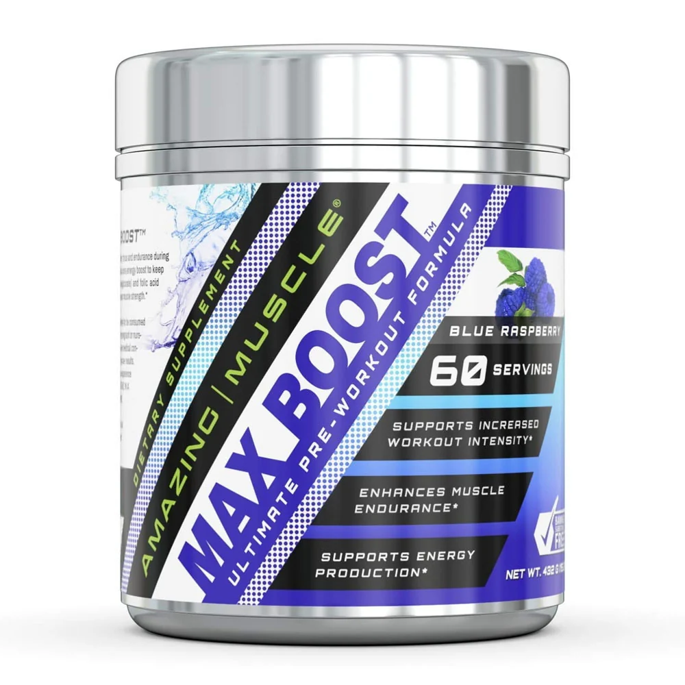 Efficient Nutrition Muscle Max Boost Advanced Pre Workout Formula Blue Raspberry 60 Ea Clean