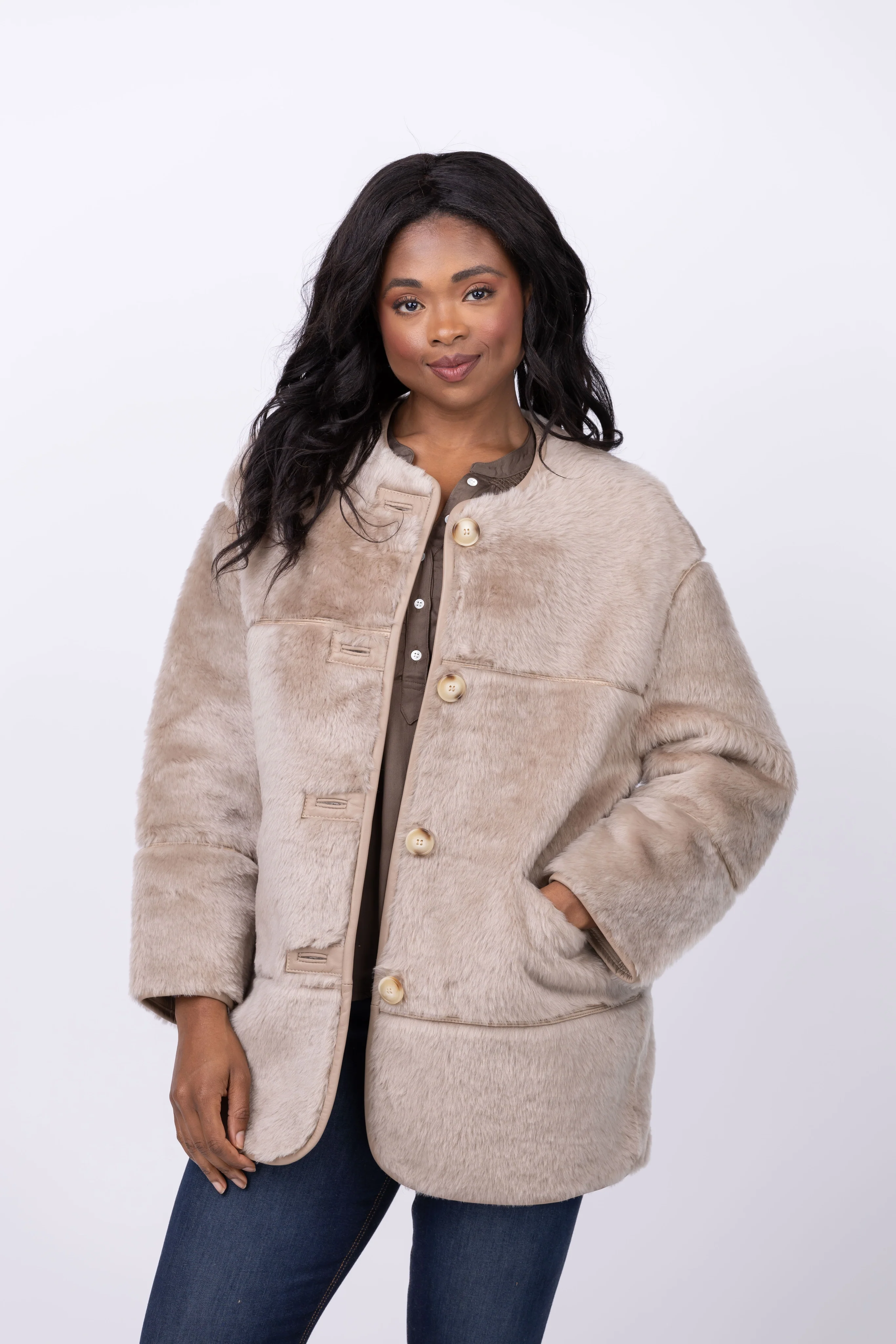 Long-Lasting Linda Richards Banded Lamp Jacket in Oatmeal Recyclable