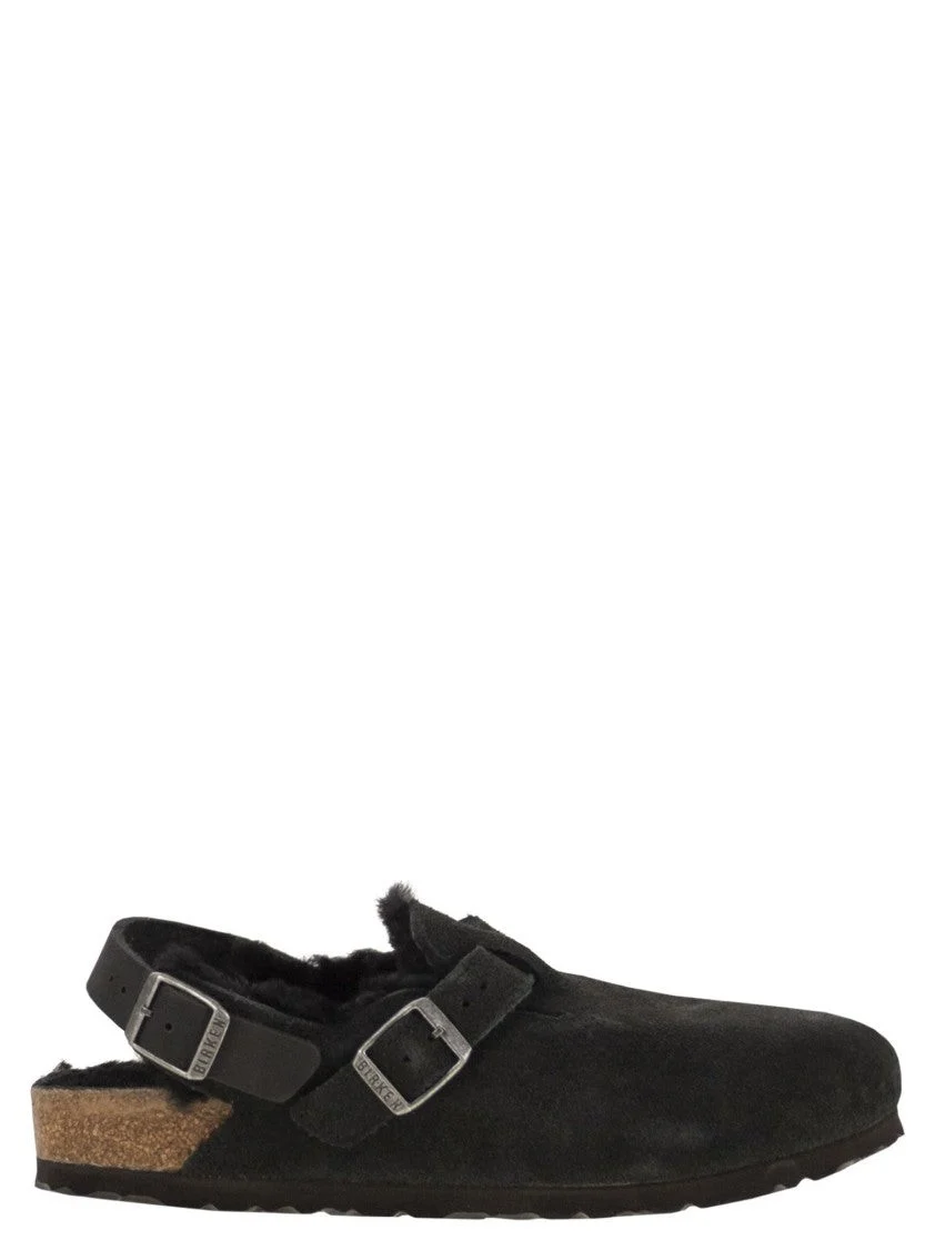 Consistent Birkenstock Tokio Inside Shearling Suede Leather Clogs Narrow Authentic