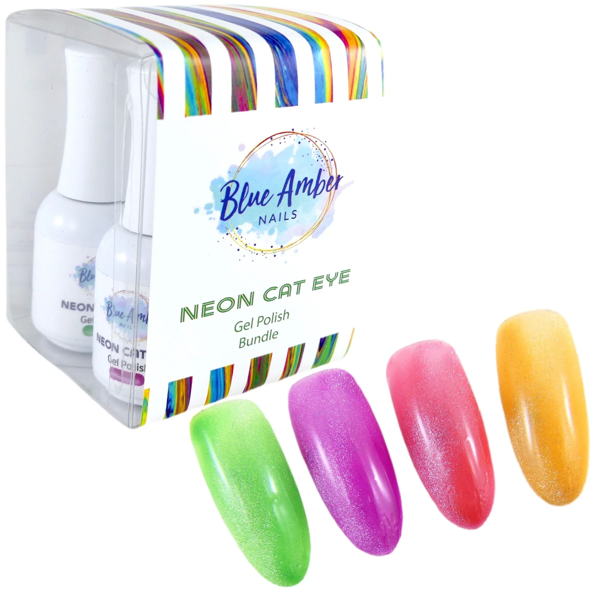 Crafted Neon Cats Eye Bundle - Blue Amber Gel Polish 15ml Each Smart