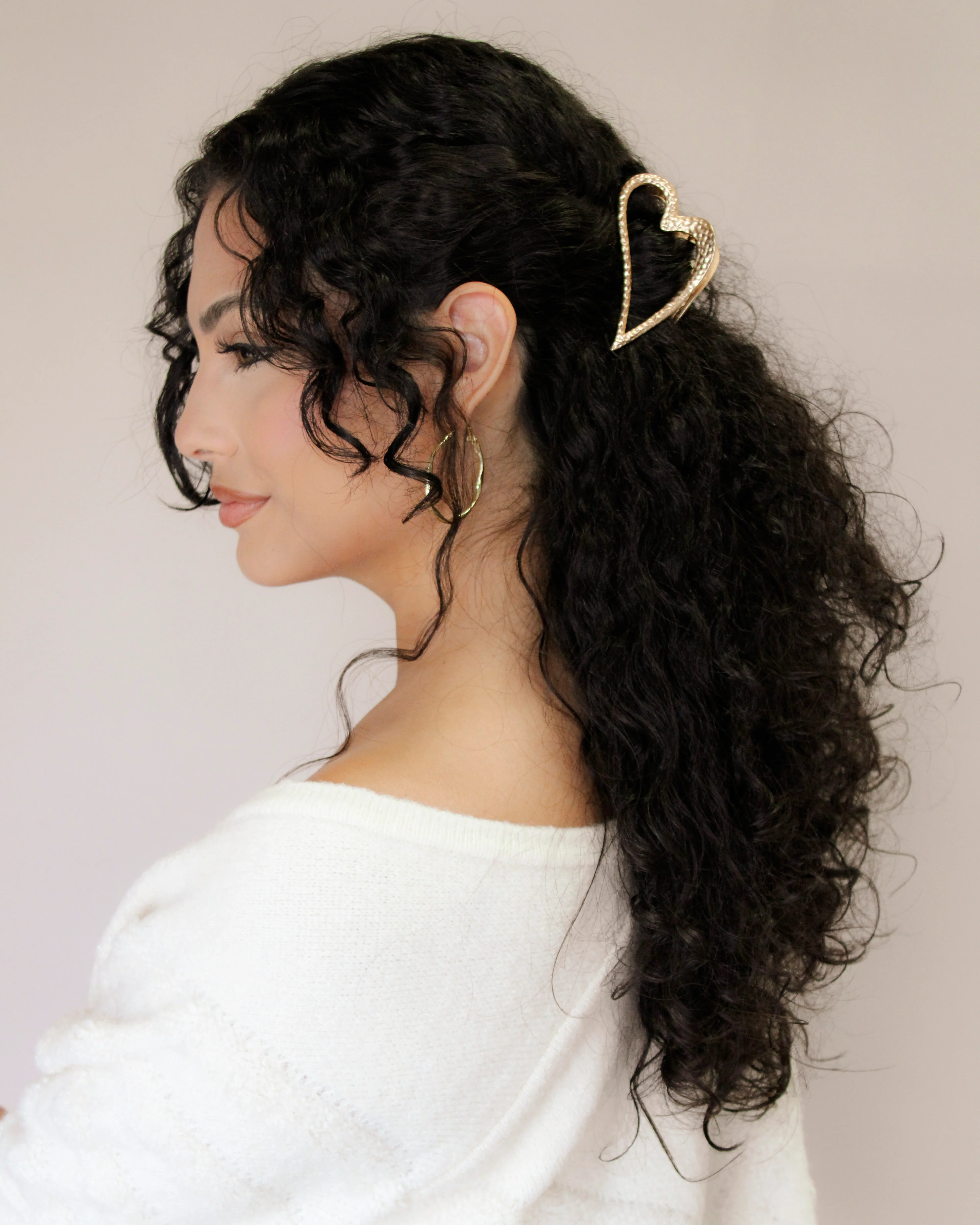 Advanced Hammered Heart Claw Clip Premium
