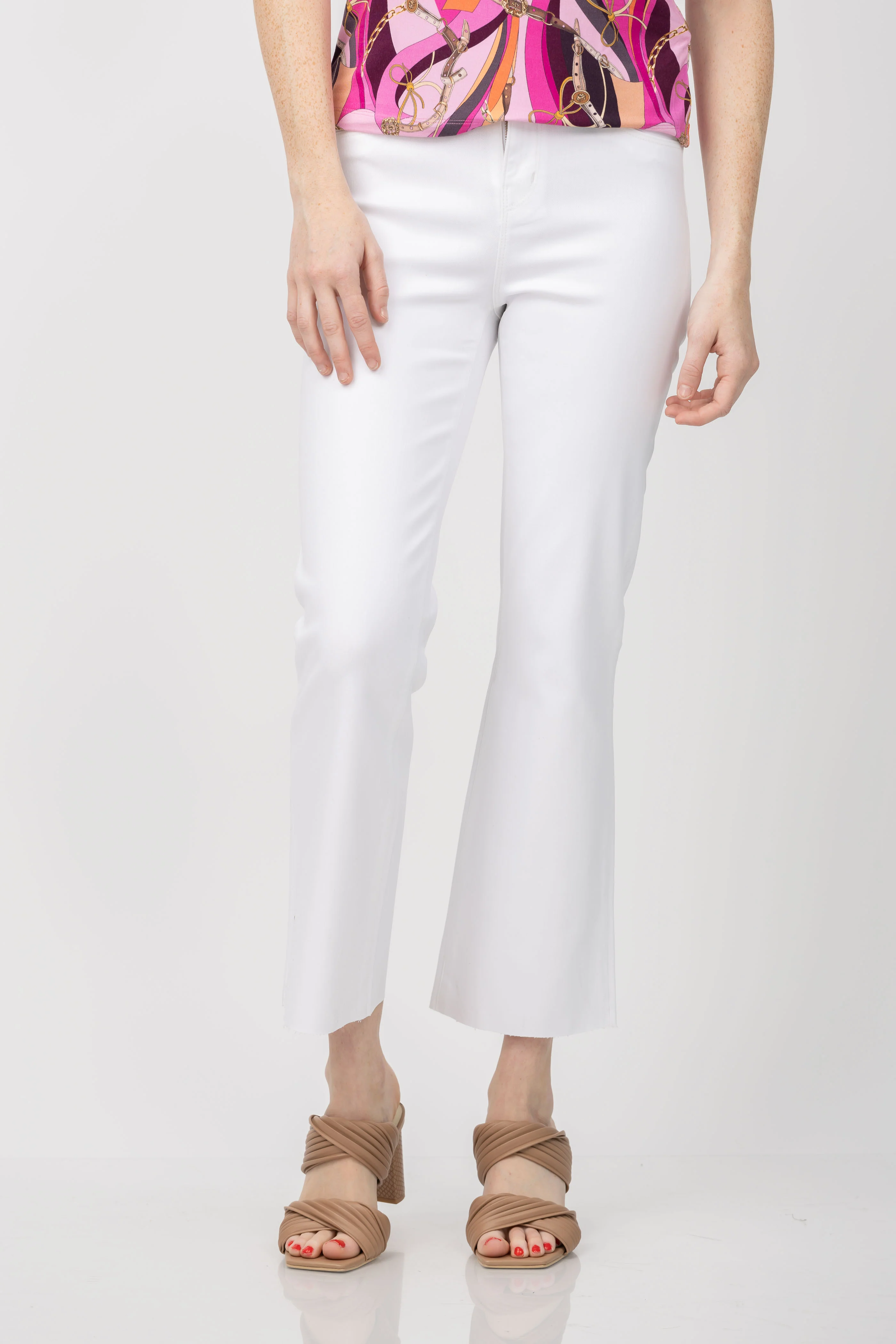 Soft L'AGENCE Kendra High Rise Crop Flare in Blanc Coated Lightweight