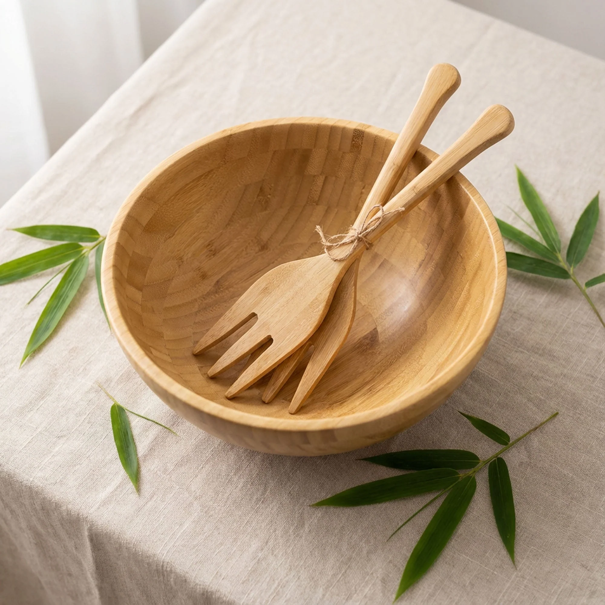 Excellent Bamboo Salad Bowl Salad Hands Bundle Exclusive