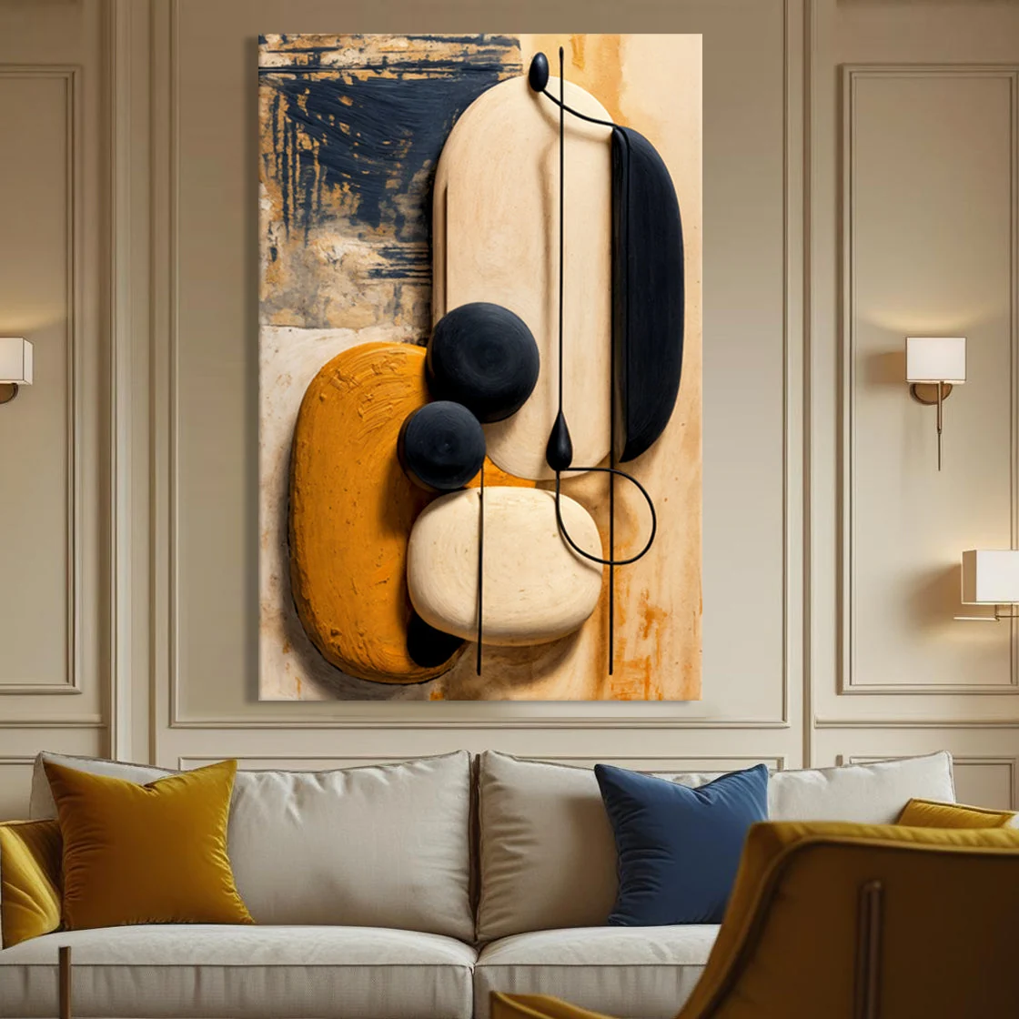 Efficient Orange Abstract Harmony Wall Art Elite