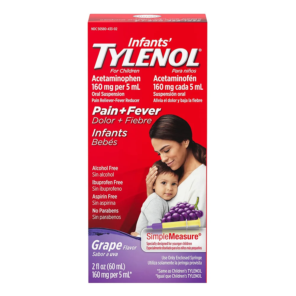Genuine Tylenol Infants Pain Plus Fever Reducer Oral Suspension Grape Flavor 2 Oz Exclusive