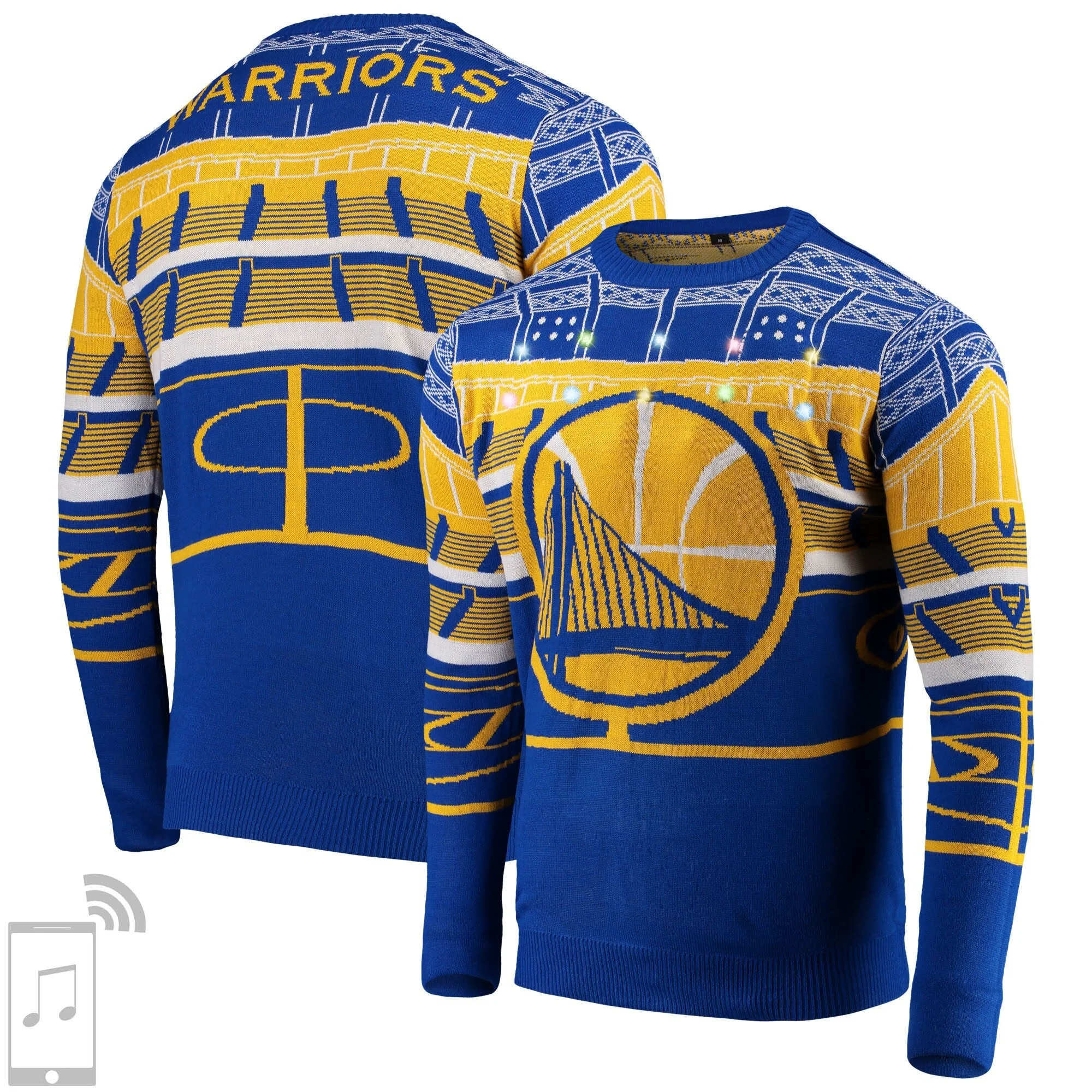 Smooth Foco Men's NBA Gs Warriors Bluetooth Light Up Ugly Sweater Top-Quality