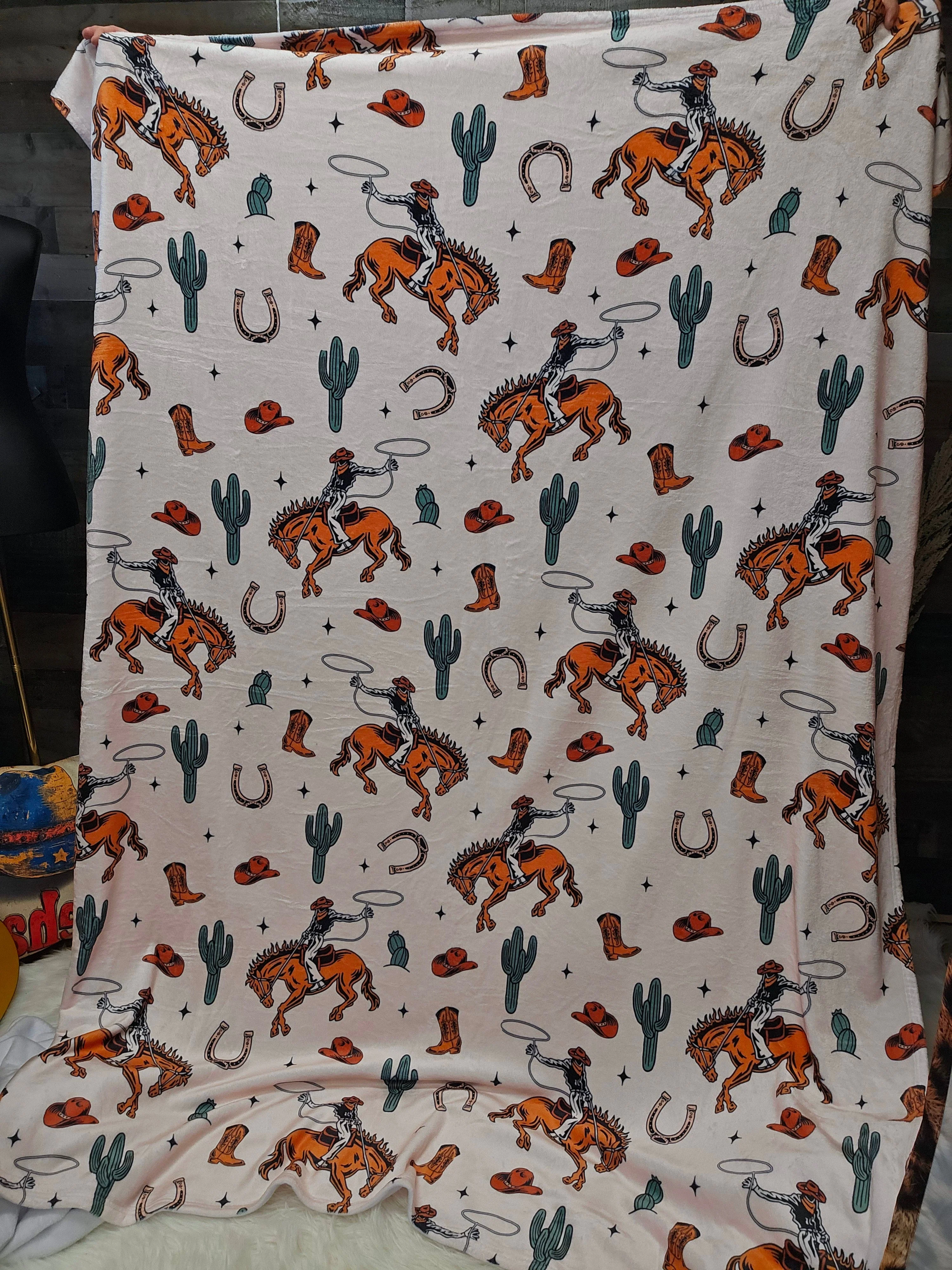 Sustainable Rodeo Cowboy Throw Blanket Ultra-Soft Micro Fleece Blanket 60 x 80 Made in America Fashionable