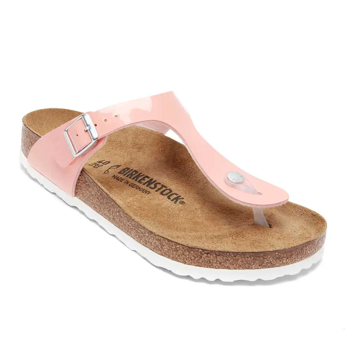 Breathable Birkenstock Gizeh Birko-Flor Patent Coral Peach Sandals Smart