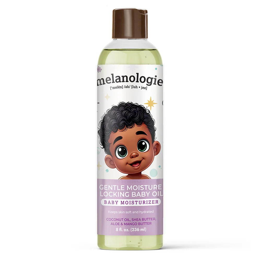 Consistent Melanologie Gentle Moisture Locking Baby Oil with Coconut Oil and Aloe Keep Skin Soft and Hydrated 4Oz Elegant