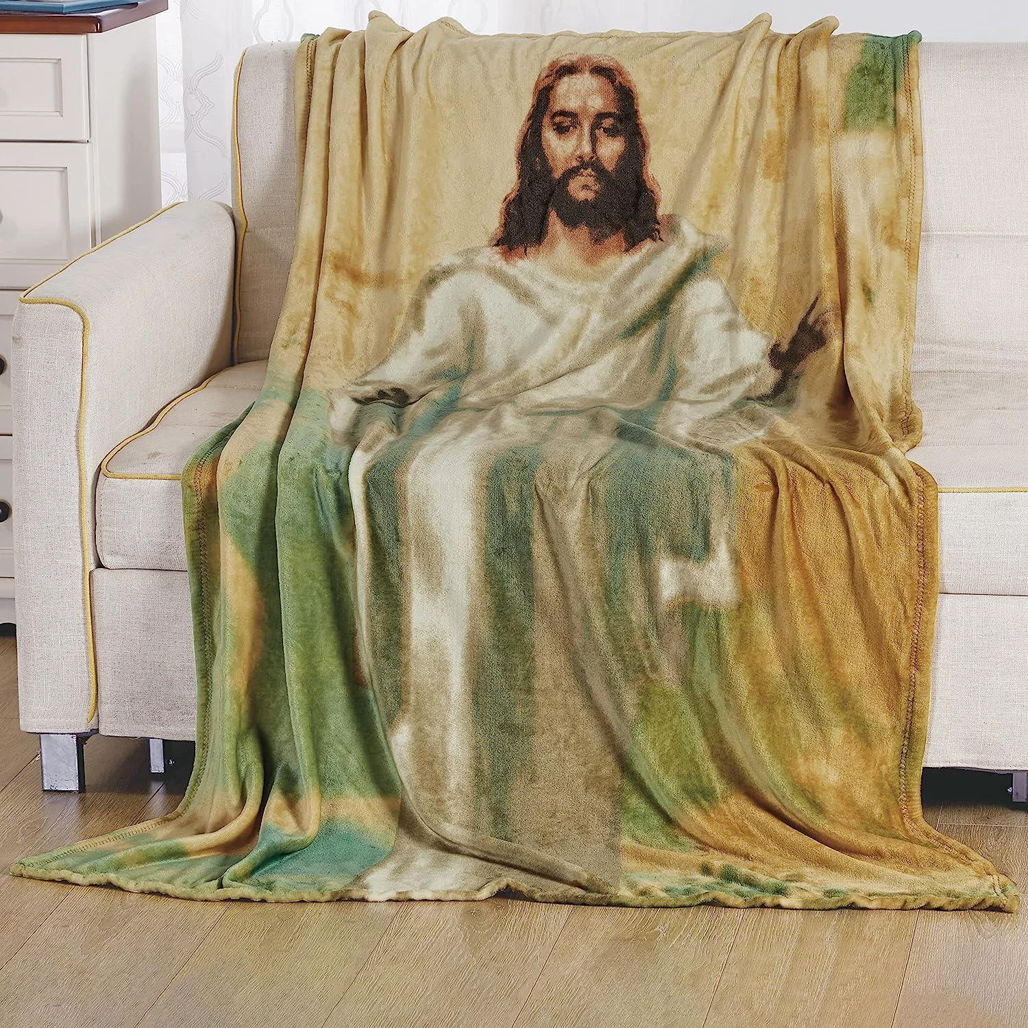 First-Class Elegant Comfort Religious Flannel Fleece Throw Blanket - Velvet Feel 50 x 70 inches Modern