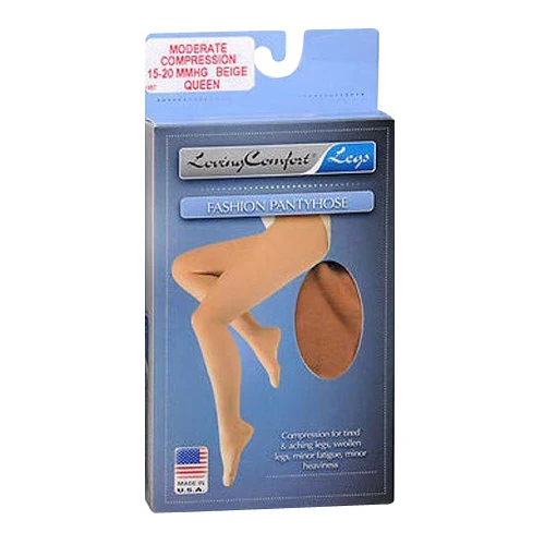 Genuine Loving Comfort Fashion Legs Pantyhose Moderate Beige Queen 15-20 mmhg 1 Pair Clean