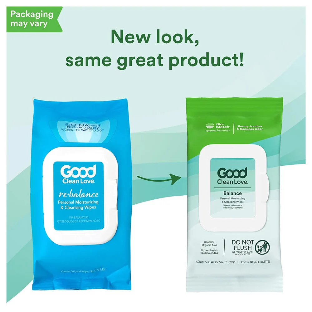 Versatile Good Clean Love Rebalance Personal Moisturizing and Cleansing Wipes 30 Ea World-Class