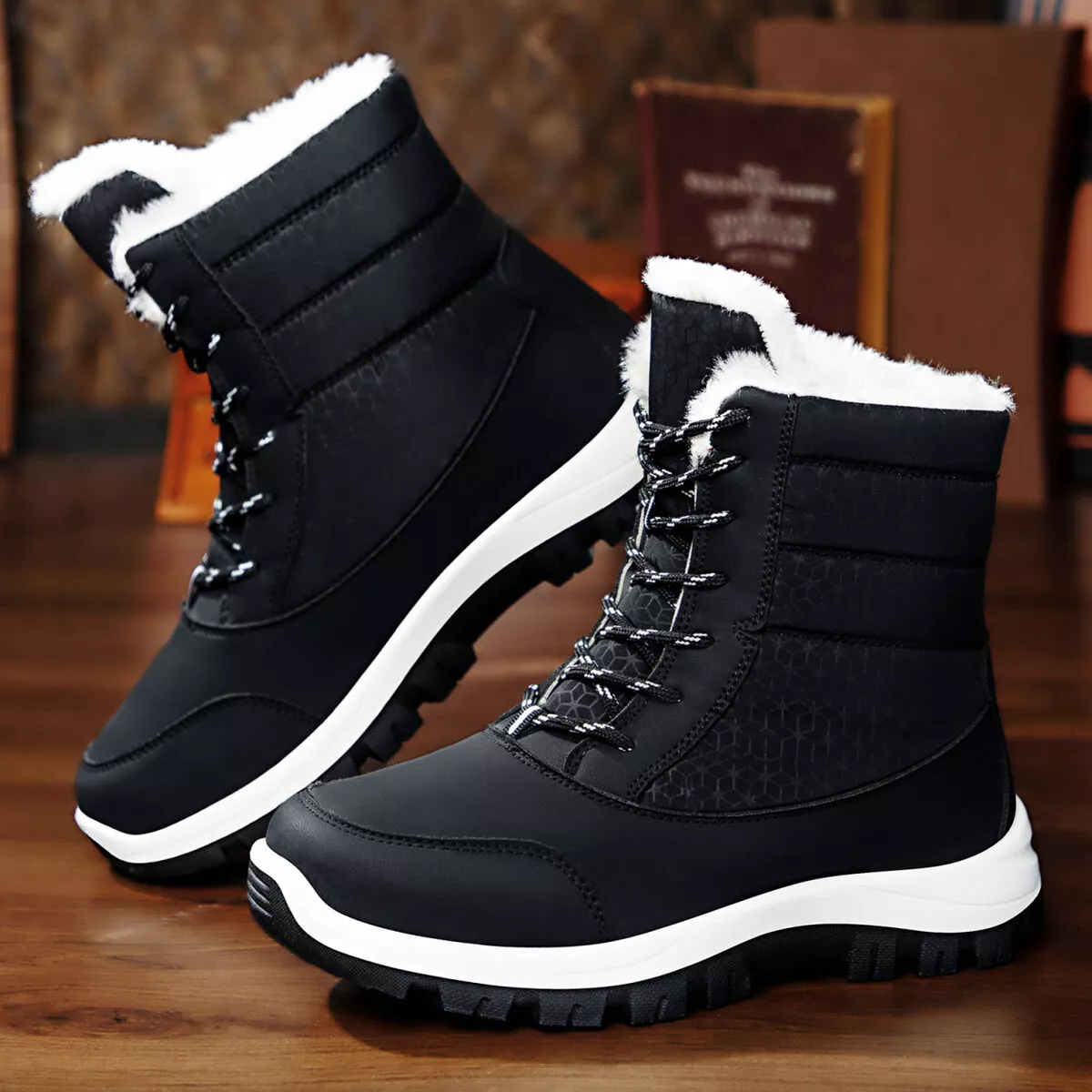 Detailed Winter Waterproof Snow Boots with Warm Fur Lining Reliable