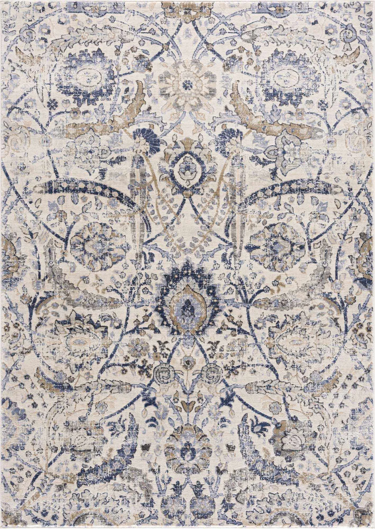 Exceptional Georgiana Blue Beige Oushak Rug Luxury