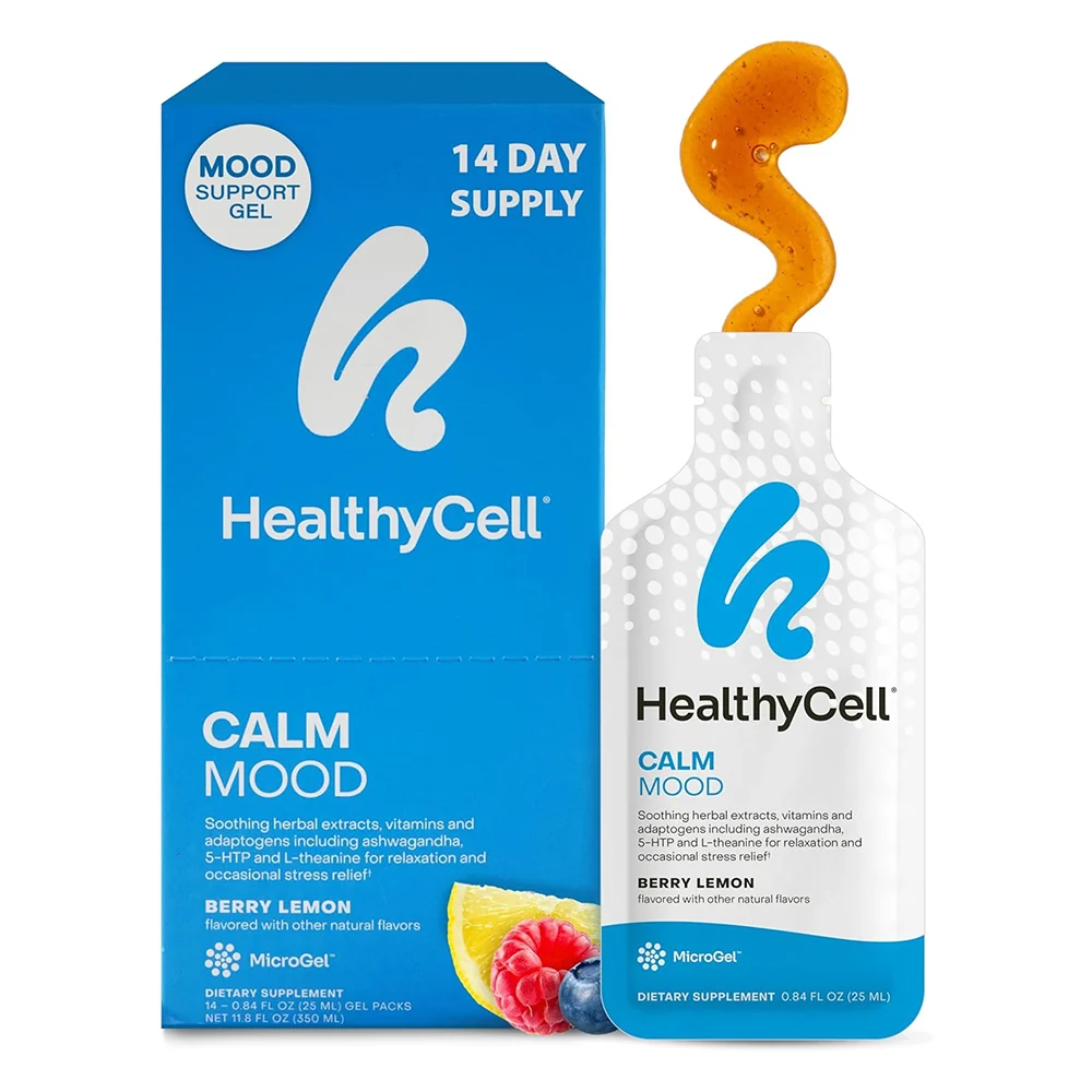 Pure Healthycell Calm Mood Daily Liquid Berry Lemon Supplement Soothing Herbal Extracts Manage Your Stress and Mood 14Ea Stylish