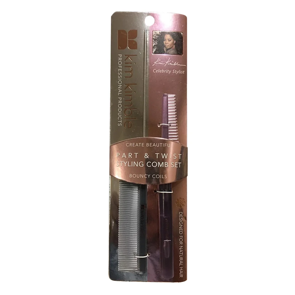 Easy-to-Use Kim Kimble Part and Twist Comb Set Professional Bouncy Coils Styling Comb Kit 1Ea Convenient