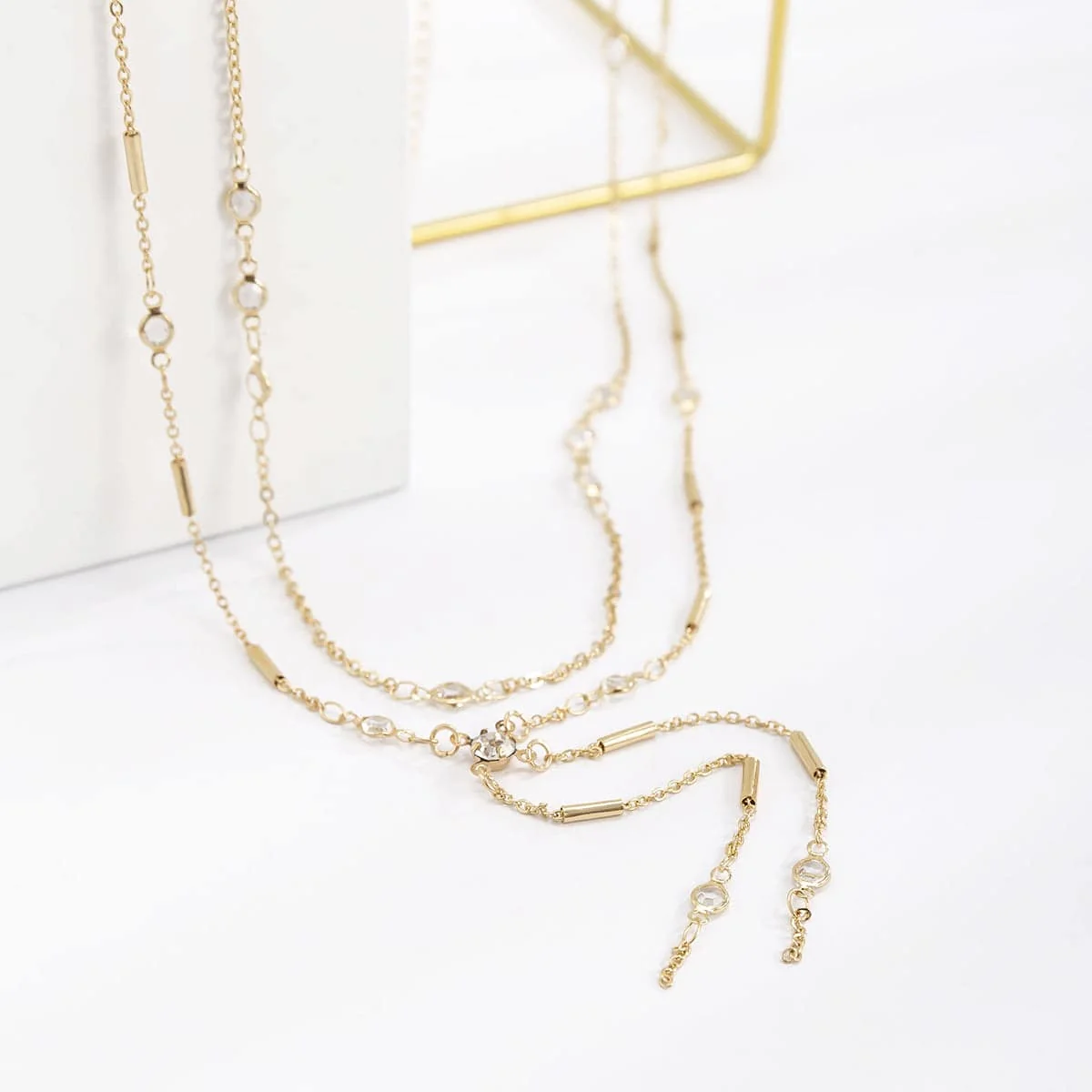 Verified Cubic Zirconia Goldtone Waist Chain Set Secure