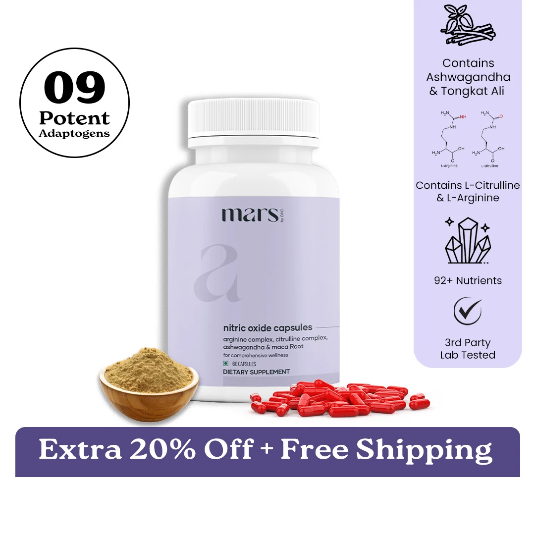 Trusted Mars Nitric Oxide Capsules with L-Arginine L-Citrulline Adaptogens – Circulation Endurance Recovery Support 60N Authentic