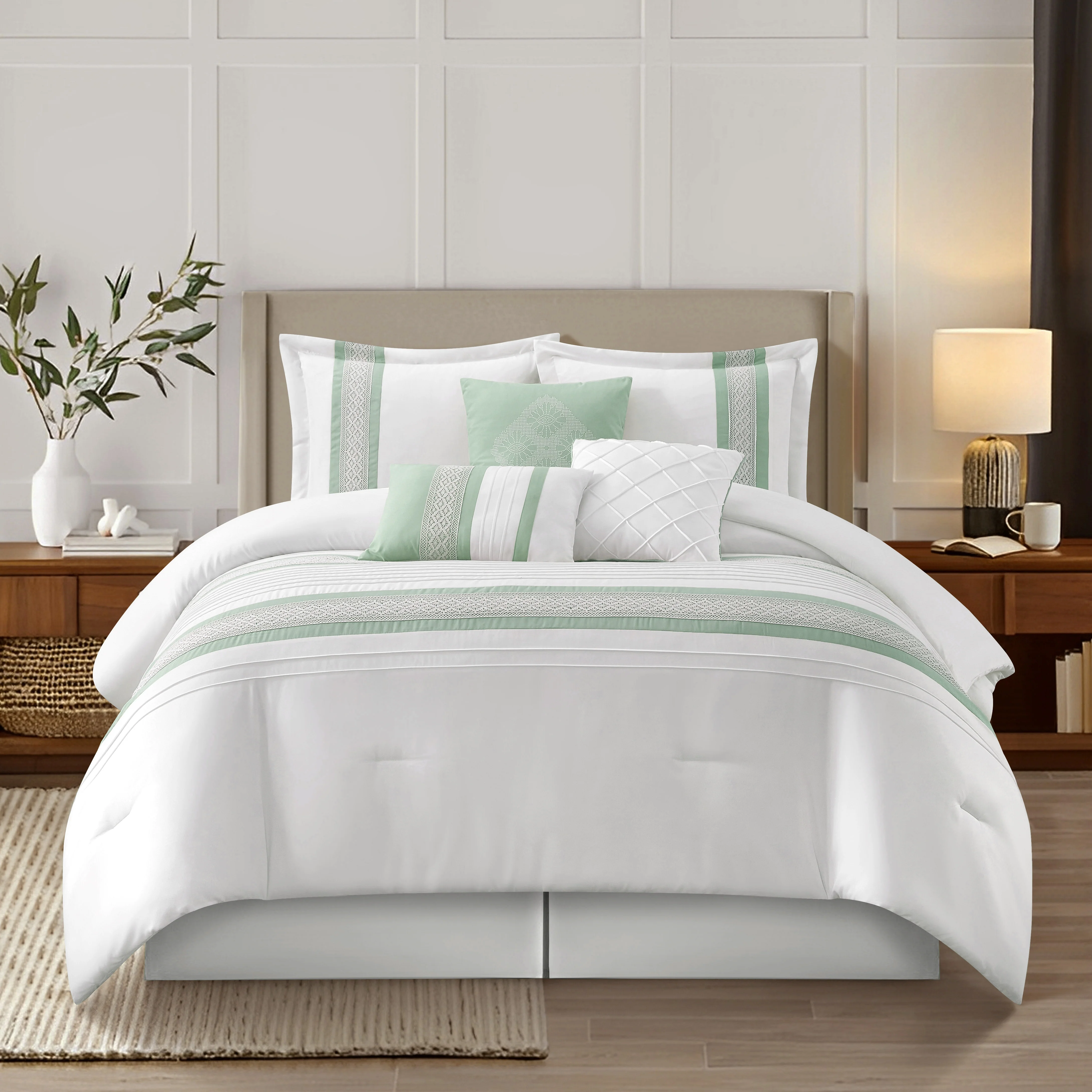 Effective Nanshing Durango 7 Piece Microfiber Stripe Comforter Set Consistent