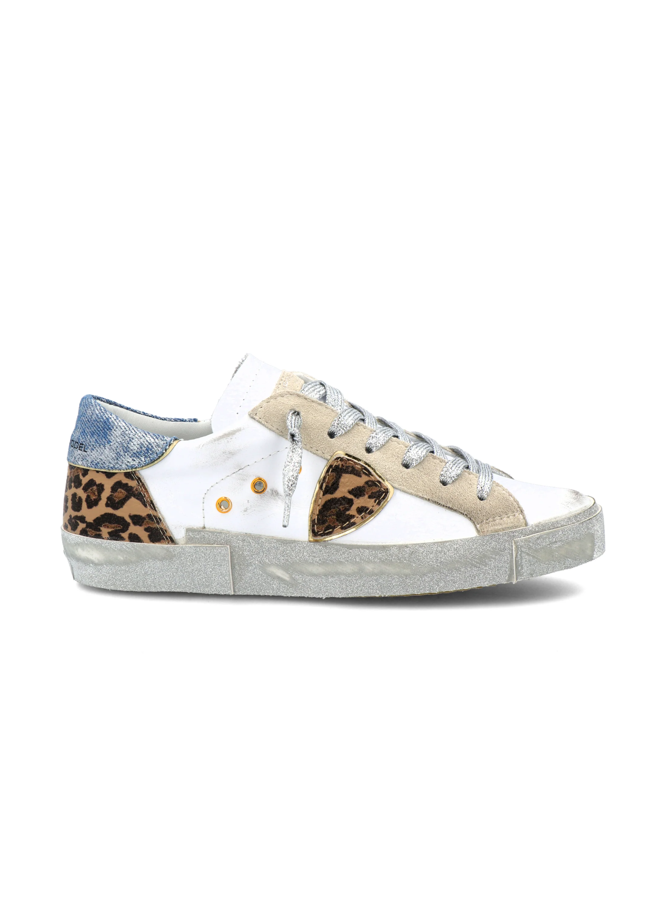 Breathable Philippe Model PRSX Low Sneaker in Denim Veau Mixa Prestigious