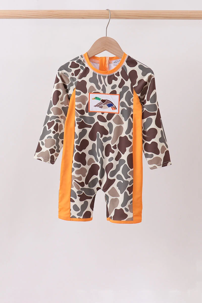 Prestigious Camo Mallard Embroidered UPF Swim One-Piece Relaxed