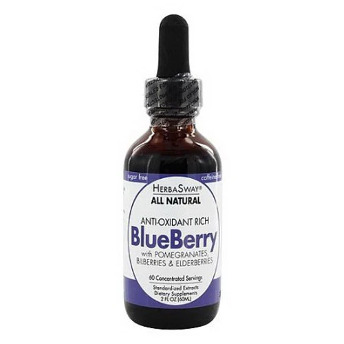 Clean HerbaSway All Natural Anti Oxidant Rich Blueberry with Pomegranates Biberries and Elderberries Liquid 2 Oz Long-Lasting
