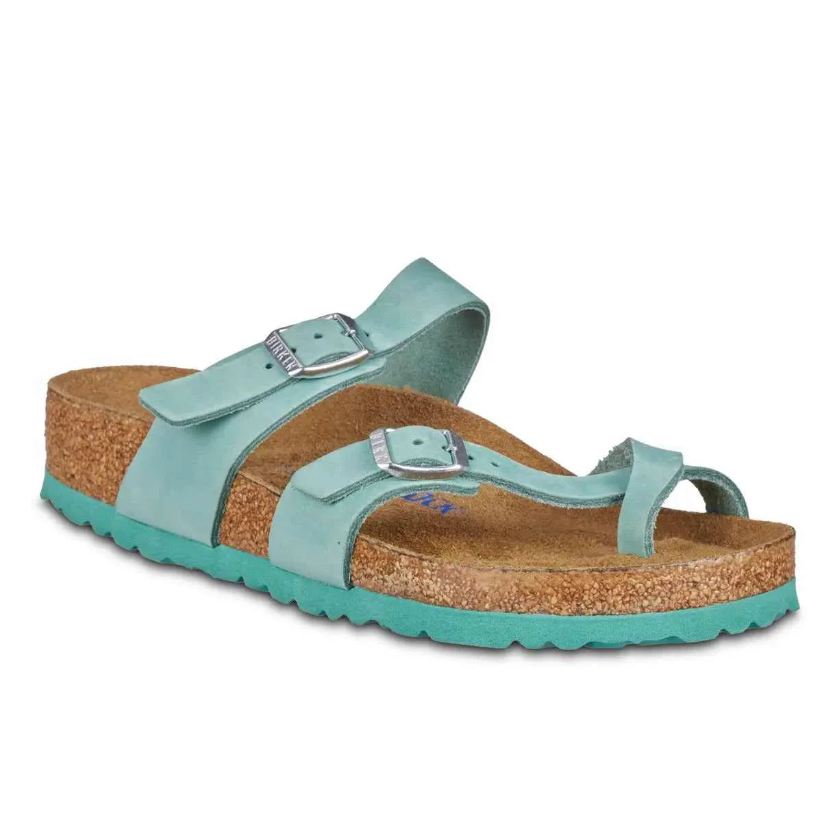 Pure Birkenstock Women's Mayari Soft Footbed Nubuck Leather Beryl Sandals Functional
