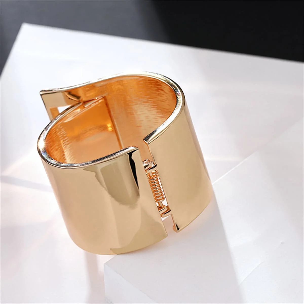 User-Friendly Goldtone Buckle Wide-Brim Bangle Fast