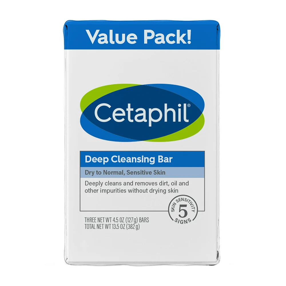 Fast Cetaphil Deep Cleansing Bar Soap 3 Bars 13.5 Oz Selected