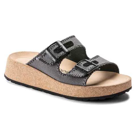 Pure Birkenstock Women's Gabriela Natural Fibre Mix Anthracite Sandals Minimalist