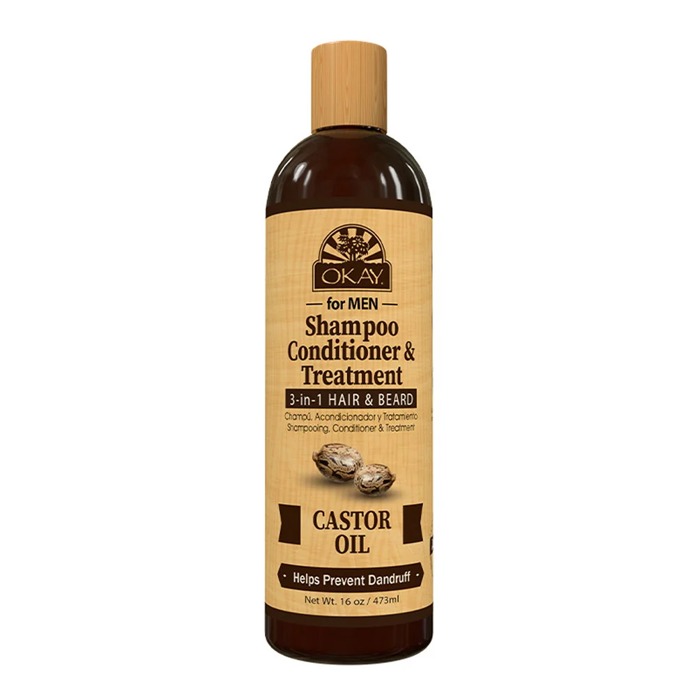 Artisan Okay Men Castor Oil 3 In 1 Beard and Hair Shampoo Conditioner and Treatment 16 Oz High-Performance