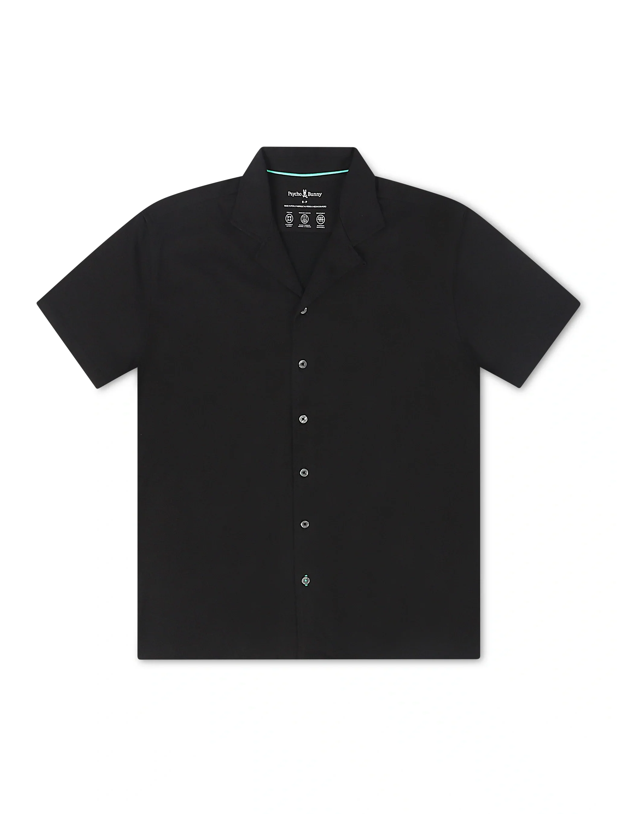 Advanced Psycho Bunny Bryan Camp Collar Shirt - Black Exclusive
