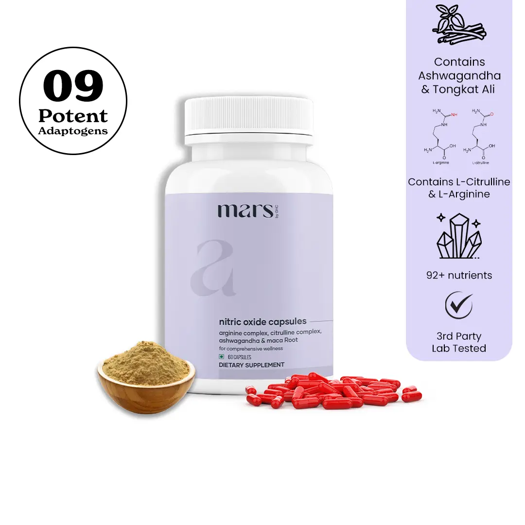 Artisan Mars Nitric Oxide Capsules with L-Arginine L-Citrulline Adaptogens – Circulation Endurance Recovery Support 60N Convenient