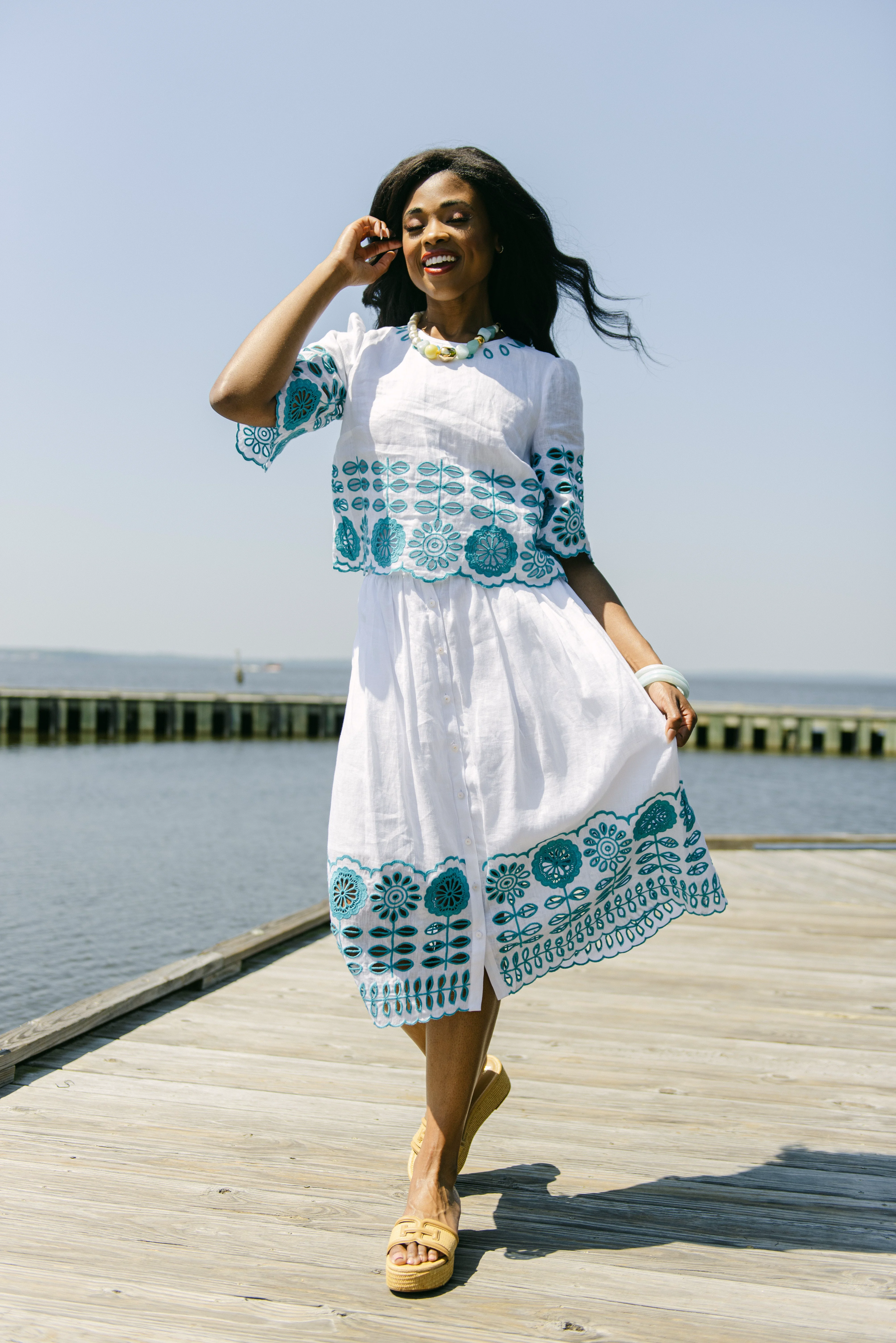 Enhanced Tyler Boe Marissa Cotton Embroidered Skirt in White Carefully Designed